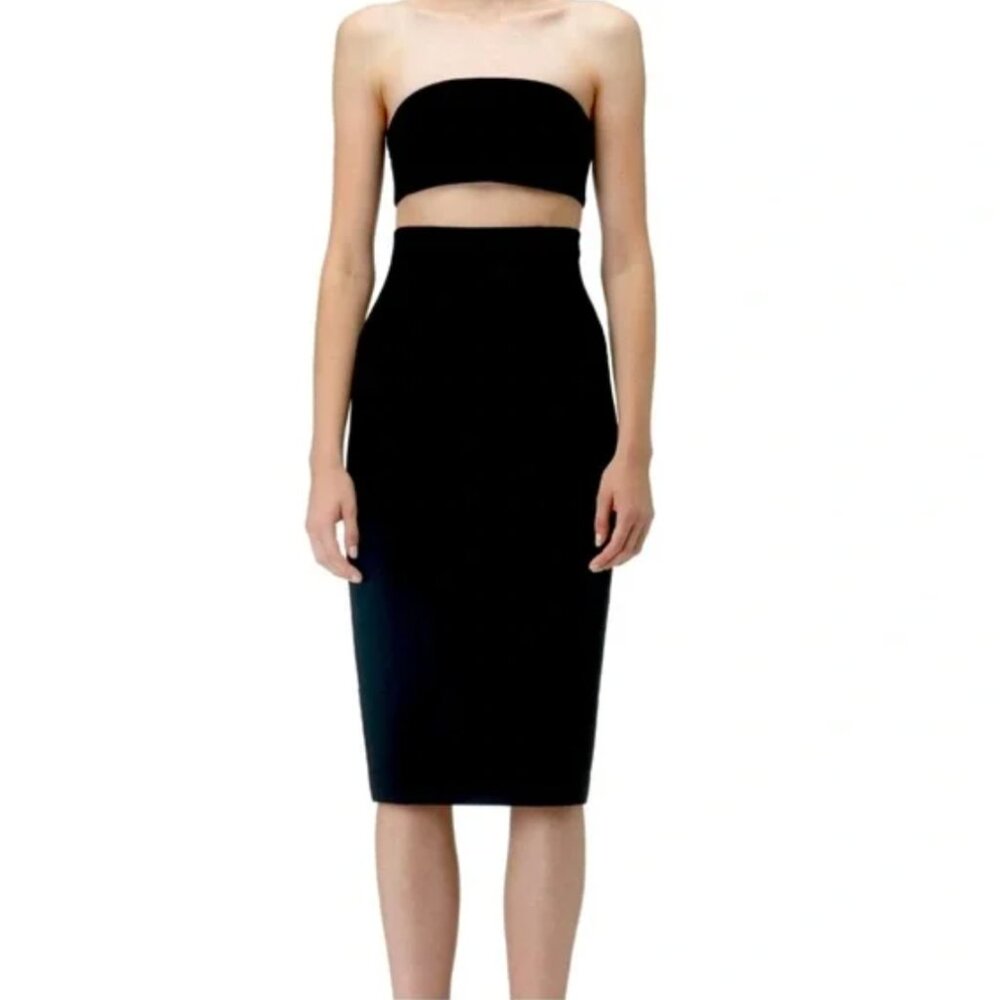 AQ/AQ black Quart strapless bodycon midi dress NWT